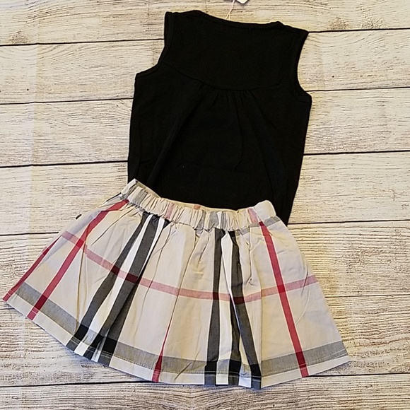 LAST ONE! Cute Toddler Black Shirt Plaid Skirt Set - Picture 8 of 8